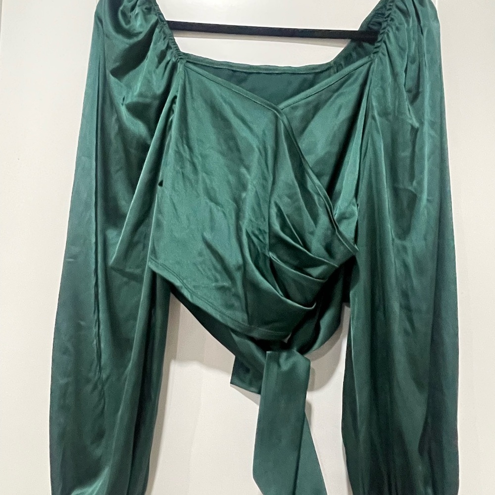 SHEIN Deep Green Satin Top